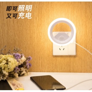 led床头家居感应智能充电夜灯护眼学生卧室usb充电小夜灯欧规美规